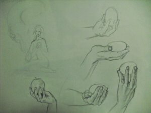 estudios de mano en grafito del curso de doart